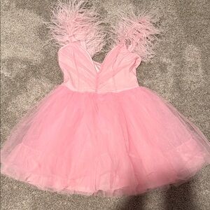 Luxe “So in Love” Feathered Mini Dress